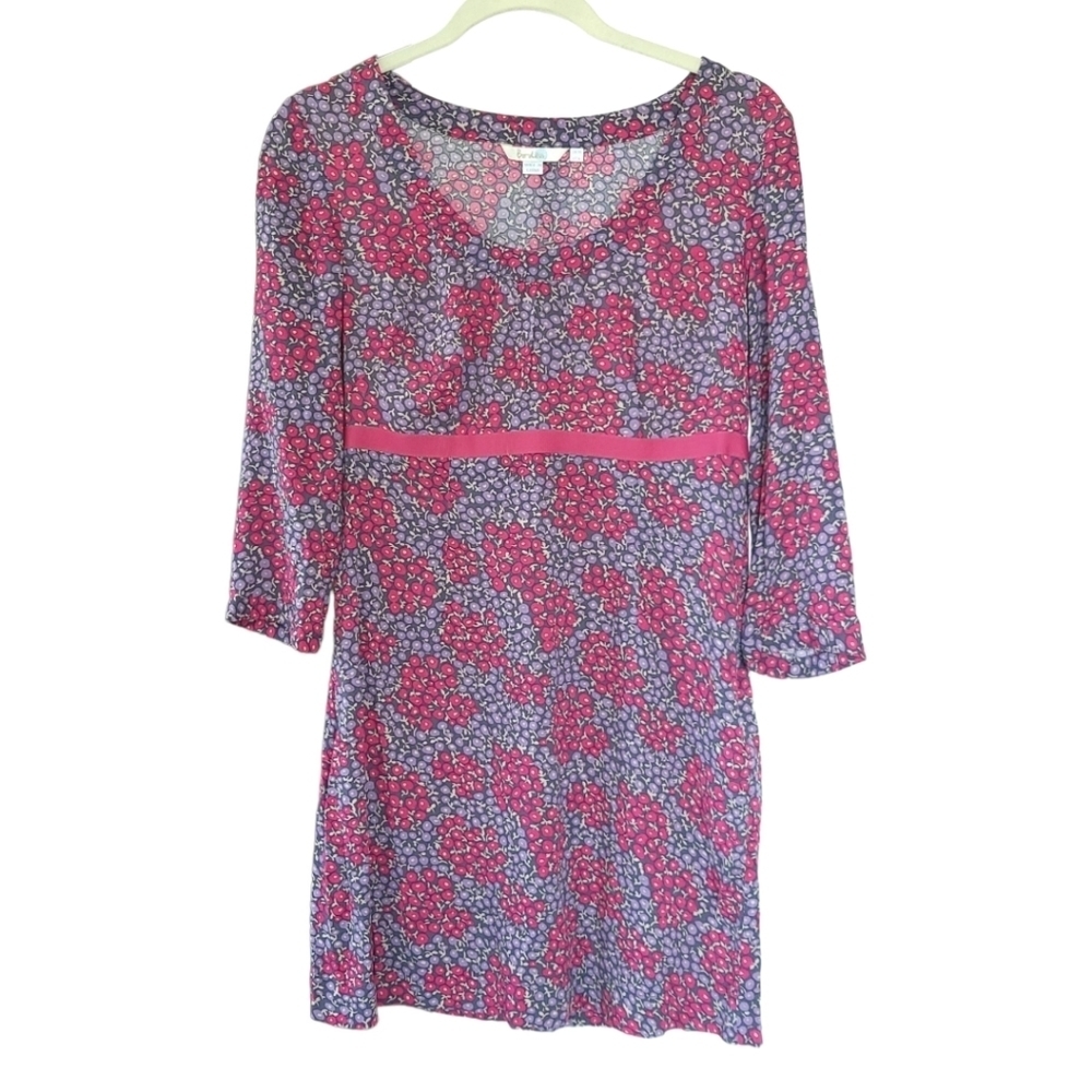Boden Berry Floral Babydoll Mini Tunic Dress 6 Pink Purple Cottagecore